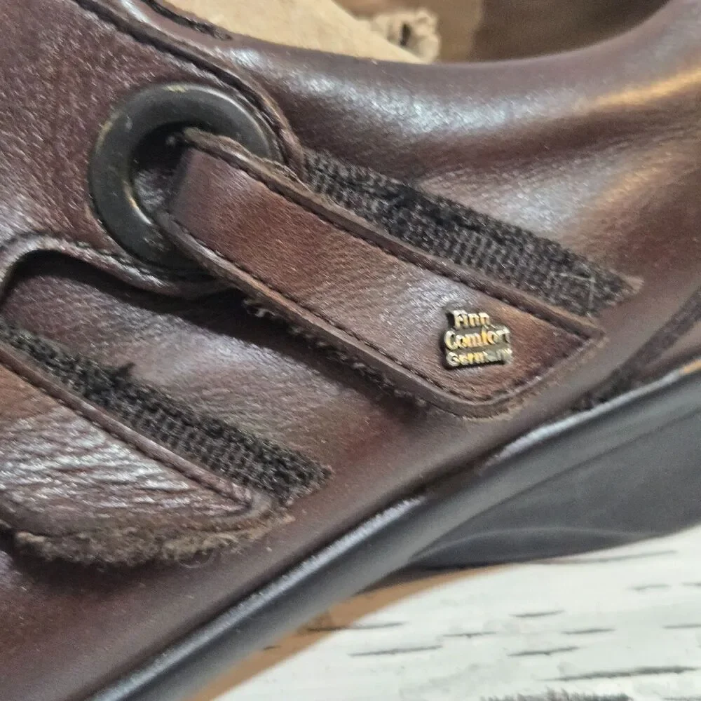 Finn Comfort Womens Brown‎ Leather Comfort Shoes Size 9D Adjustable Straps EUC